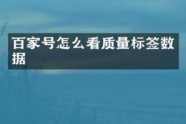 百家号怎么看质量标签数据