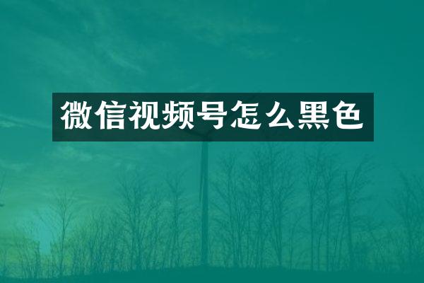 微信视频号怎么黑色
