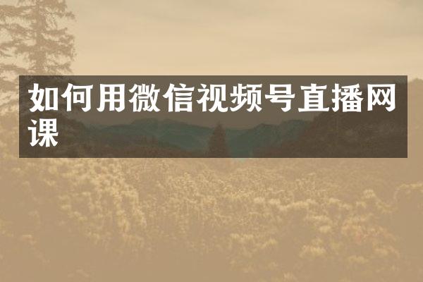 如何用微信视频号直播网课