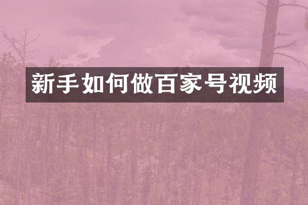 新手如何做百家号视频