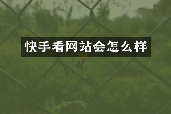 快手看网站会怎么样