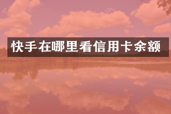 快手在哪里看信用卡余额