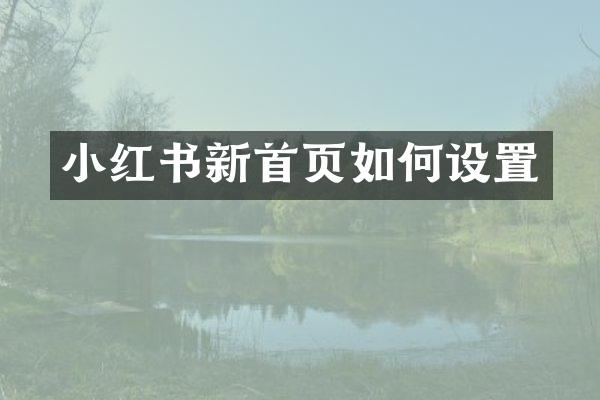小红书新首页如何设置