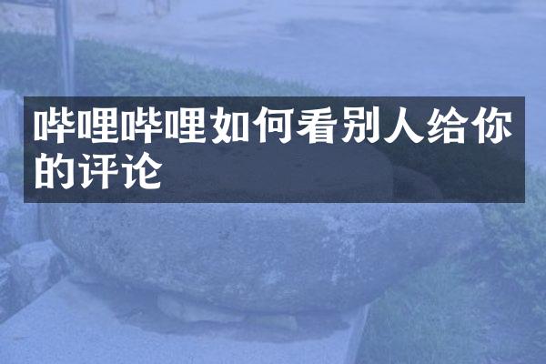 哔哩哔哩如何看别人给你的评论