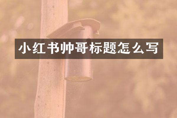 小红书帅哥标题怎么写