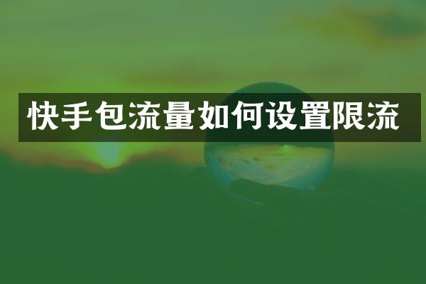 快手包流量如何设置限流