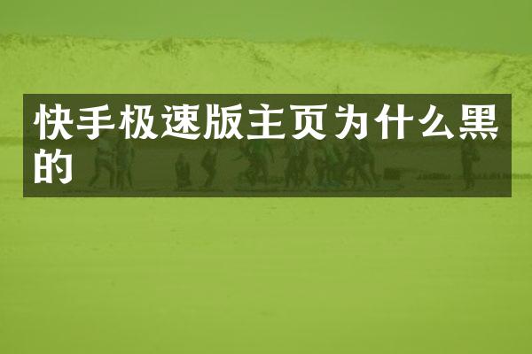 快手极速版主页为什么黑的