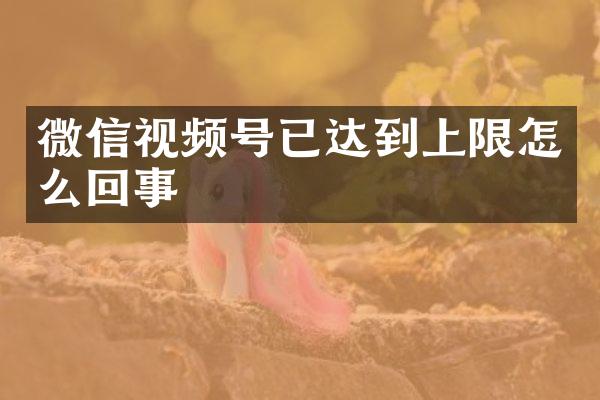 微信视频号已达到上限怎么回事