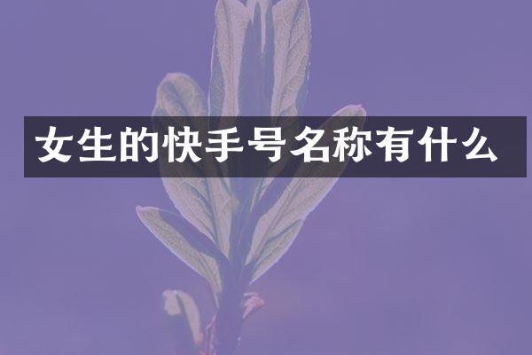 女生的快手号名称有什么