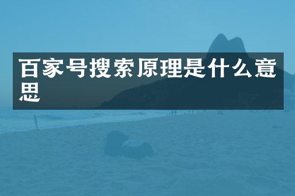 百家号搜索原理是什么意思