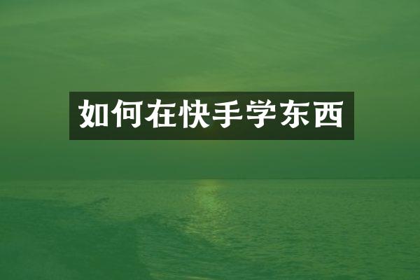 如何在快手学东西