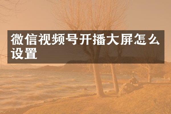 微信视频号开播大屏怎么设置