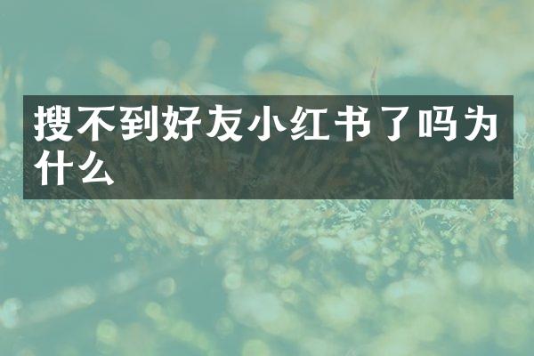 搜不到好友小红书了吗为什么