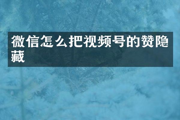 微信怎么把视频号的赞隐藏