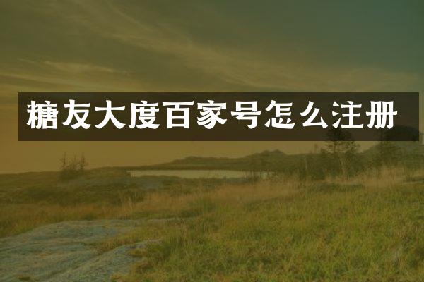 糖友大度百家号怎么注册