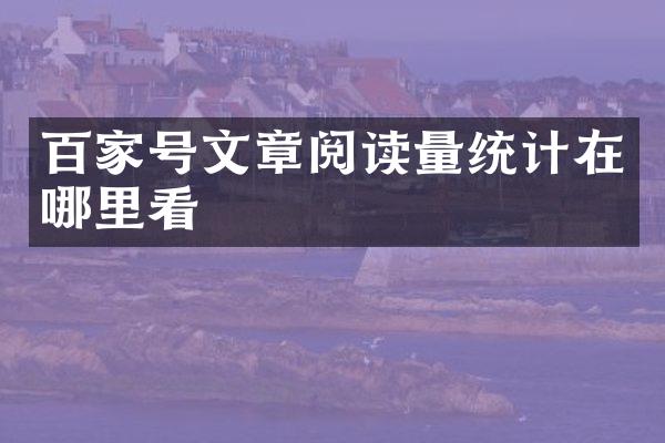 百家号文章阅读量统计在哪里看