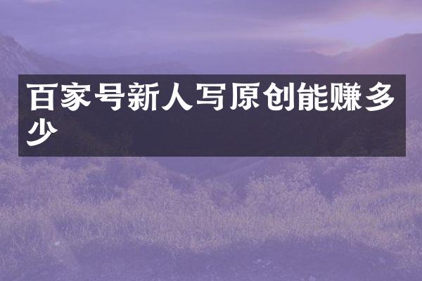 百家号新人写原创能赚多少