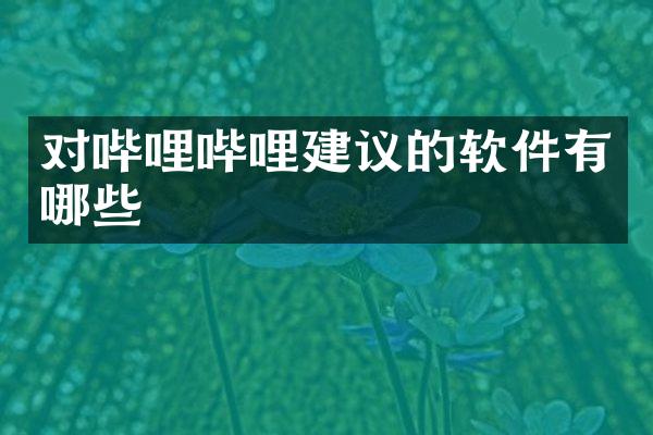对哔哩哔哩建议的软件有哪些