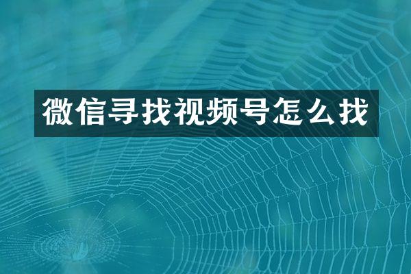 微信寻找视频号怎么找
