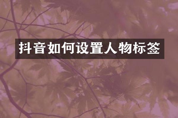 抖音如何设置人物标签