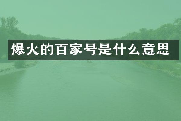 爆火的百家号是什么意思
