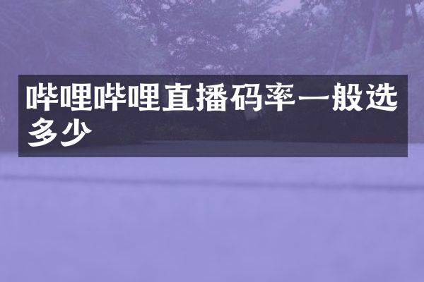 哔哩哔哩直播码率一般选多少