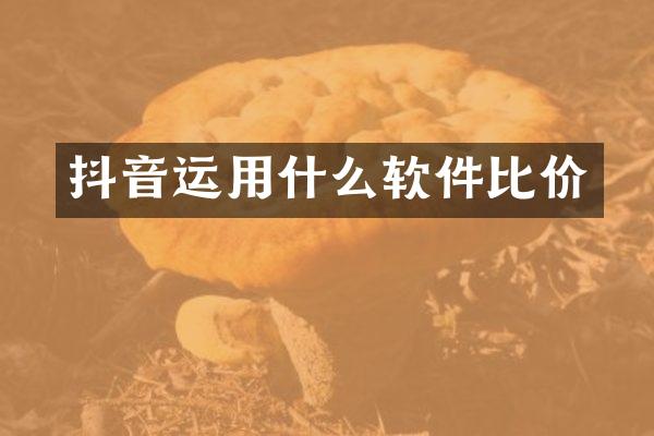 抖音运用什么软件比价