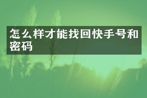 怎么样才能找回快手号和密码