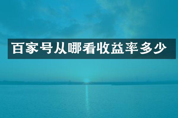 百家号从哪看收益率多少