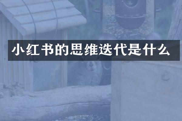 小红书的思维迭代是什么