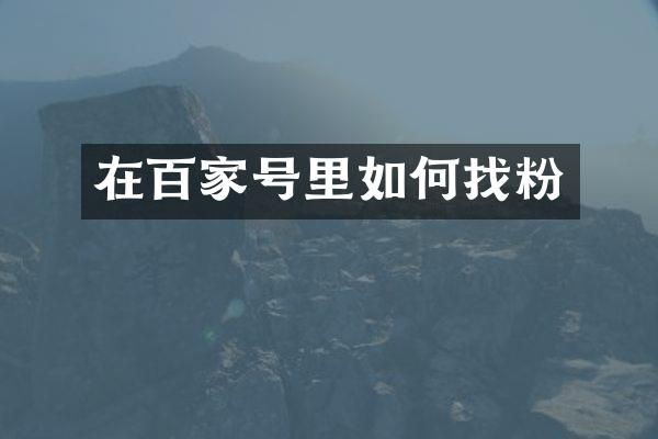 在百家号里如何找粉