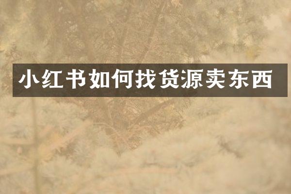 小红书如何找货源卖东西