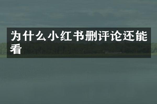 为什么小红书删评论还能看