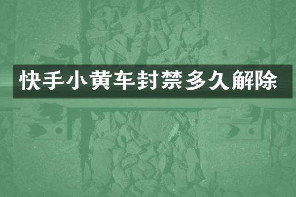 快手小黄车封禁多久解除