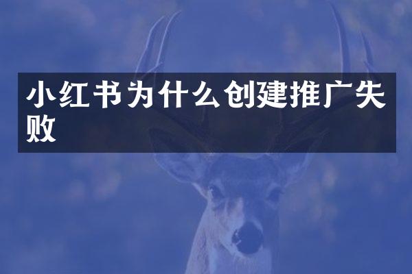 小红书为什么创建推广失败