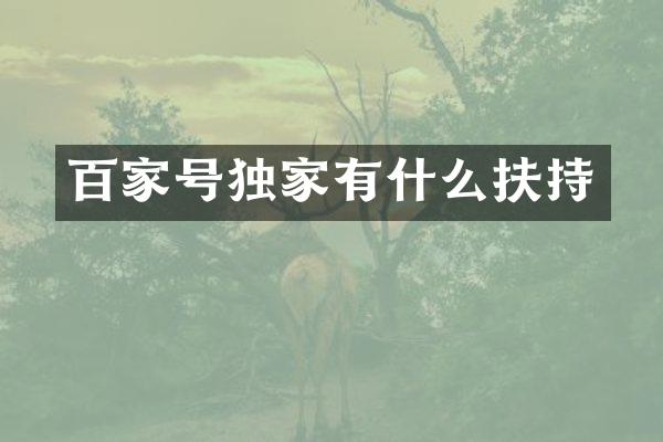 百家号独家有什么扶持