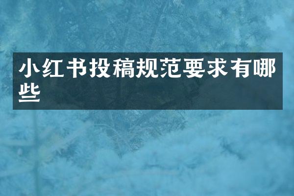 小红书投稿规范要求有哪些