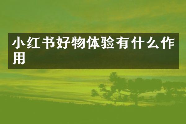 小红书好物体验有什么作用