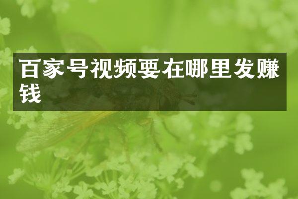 百家号视频要在哪里发赚钱
