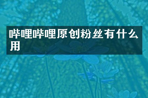 哔哩哔哩原创粉丝有什么用