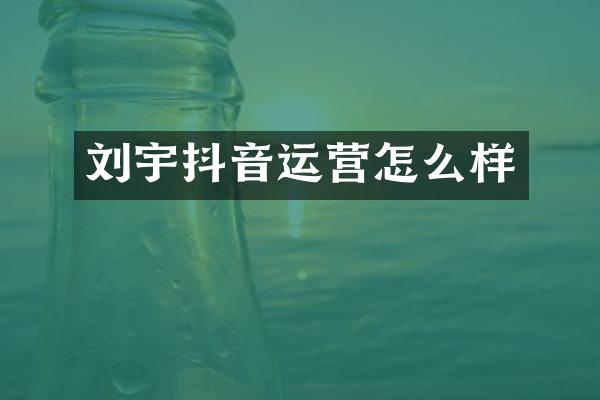 刘宇抖音运营怎么样