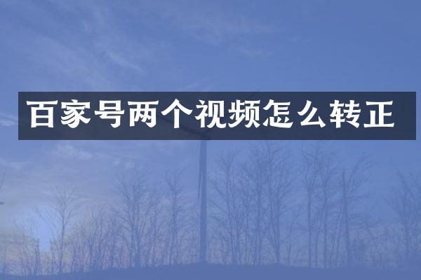 百家号两个视频怎么转正