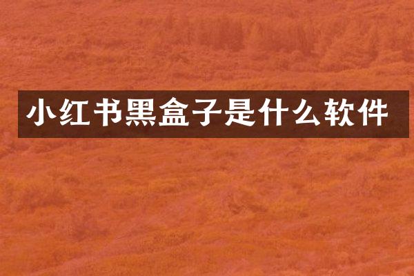 小红书黑盒子是什么软件