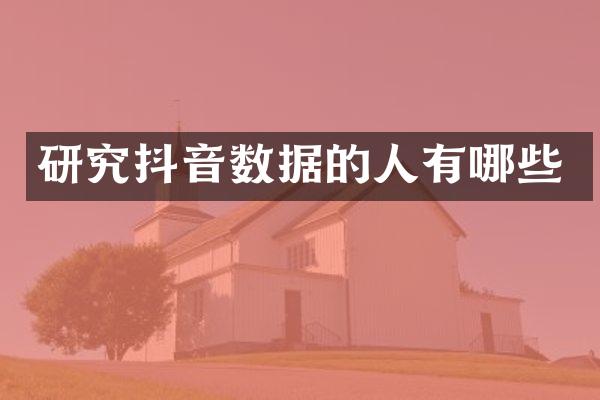 研究抖音数据的人有哪些