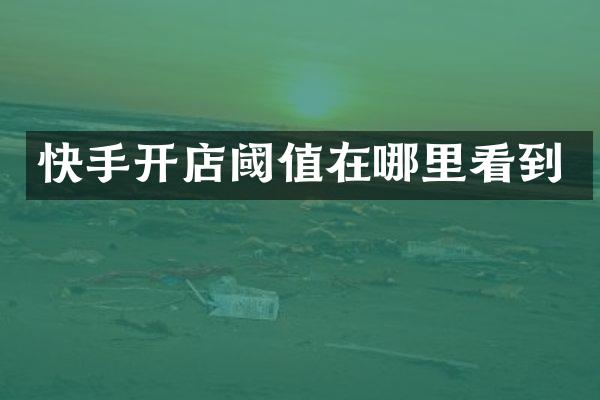 快手开店阈值在哪里看到