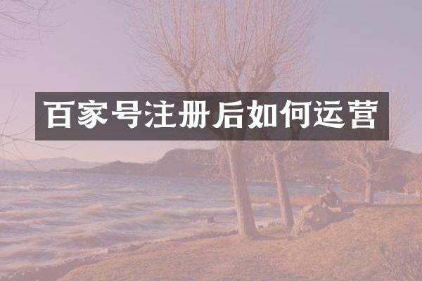 百家号注册后如何运营