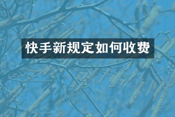 快手新规定如何收费