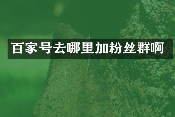 百家号去哪里加粉丝群啊