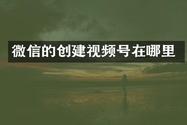 微信的创建视频号在哪里