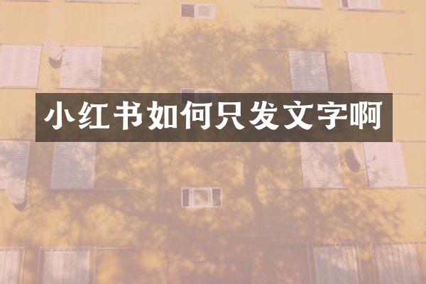 小红书如何只发文字啊